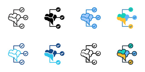 Fototapeta premium Mind mapping icons set multiple style collection. Editable stroke 