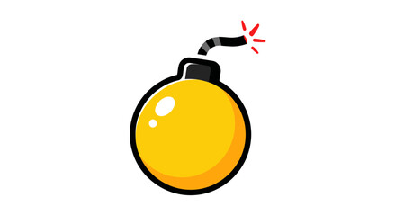 Cartoon Bomb Icon with Lit Fuse and Spark © Kuning