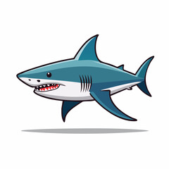 Fototapeta premium Cartoon Great White Shark Illustration