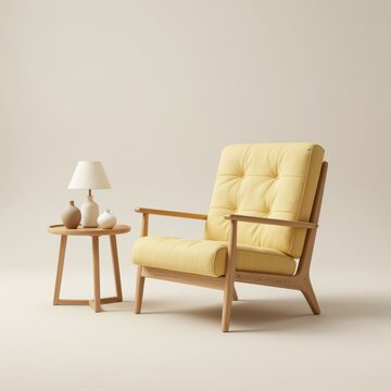 Elegant Armchair with Side Table and Lamp Setup