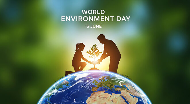 Hands holding a glowing earth with birds flying world environment day, world environment day 2026, environment day, environment day 2026, world environment day concept