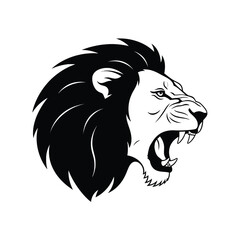 Fototapeta premium Fierce Lion Head Illustration with Open Mouth and Sharp Teeth