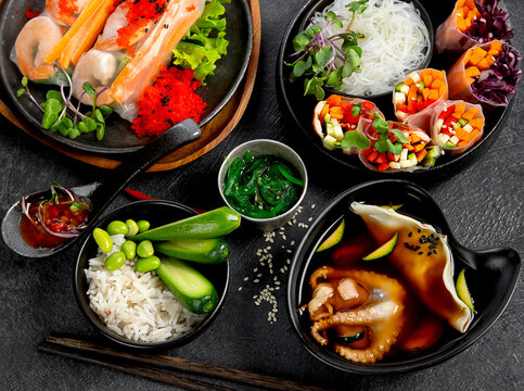 Vietnam Fresh Spring Rolls. Asian food concept.