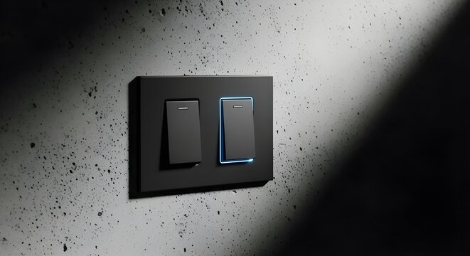 Modern smart light switch with illuminated button on a sleek wall plate