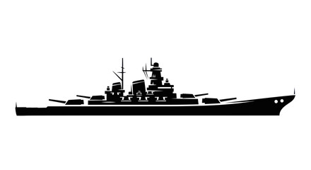 Silhouette of a Battleship - Naval Warship Vector Graphic © lobes