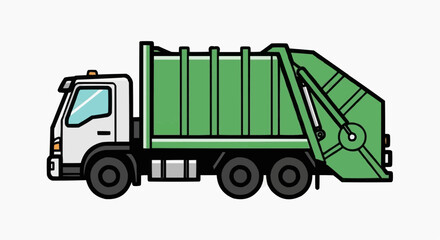 Green garbage truck 