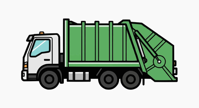 
Green garbage truck 