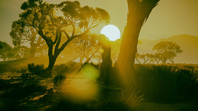 CGI Digital Art: Australopithecus Afarensis Silhouette - Human Evolution Concept