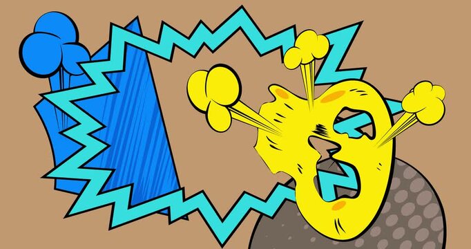 Cartoon background animation, comic book backdrop video. Retro comics pop art design.