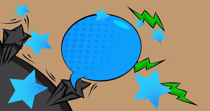 Cartoon background animation, comic book backdrop video. Retro comics pop art design.