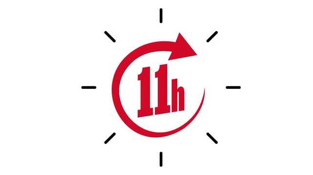 11 Hour Express Fast Delivery Service Red Arrow Icon Animation