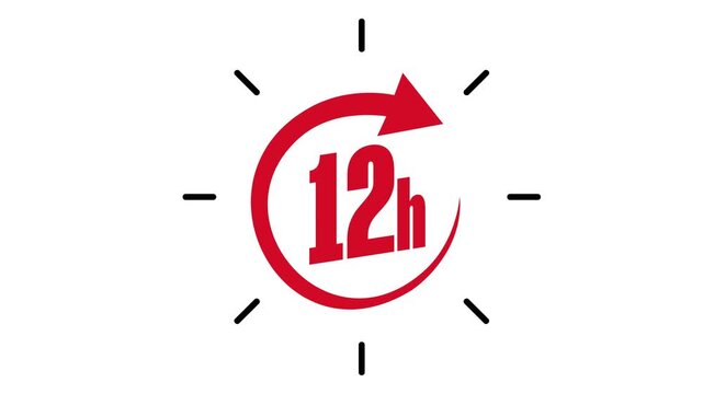 12 Hour Service Available Half Day Red Icon White Background