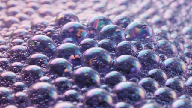 Futuristic premium abstract seamless loop of iridescent foam-like micro cells gently expanding and collapsing