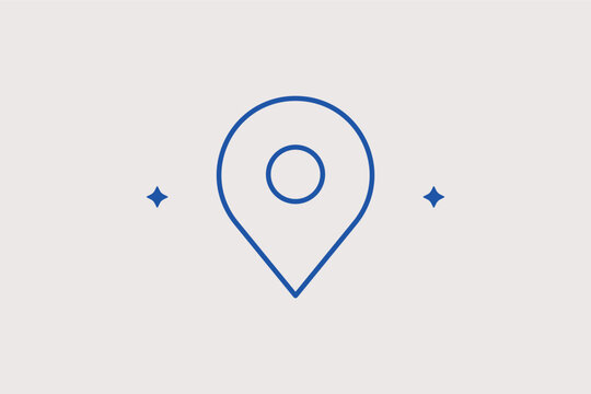 Circular map marker line icon for precise coordinates and site location services. Technical vector illustration for geographic information systems and logistics fleet management tools.