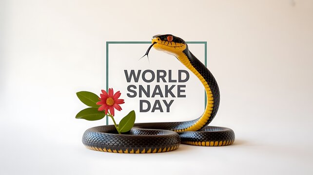 Striking Black and Yellow Snake for World Snake Day
