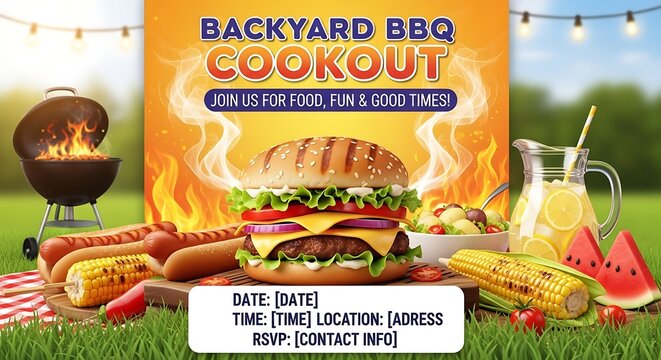 Bbq cookout invitation food fun and festive outdoor gathering