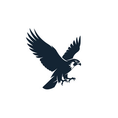 Fototapeta premium Black silhouette of flying eagle bird.