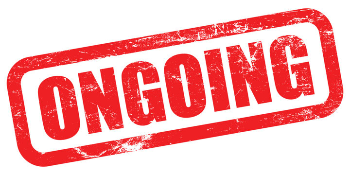 A red rubber stamp vector with the word 'ONGOING' printed in bold letters isolated on transparent background