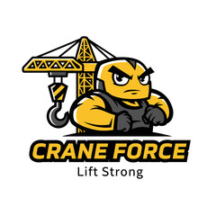 Fototapeta premium Muscular Cartoon Character Lifting Crane.