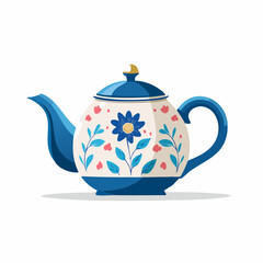 Fototapeta premium Decorative Blue and White Teapot with Floral Pattern
