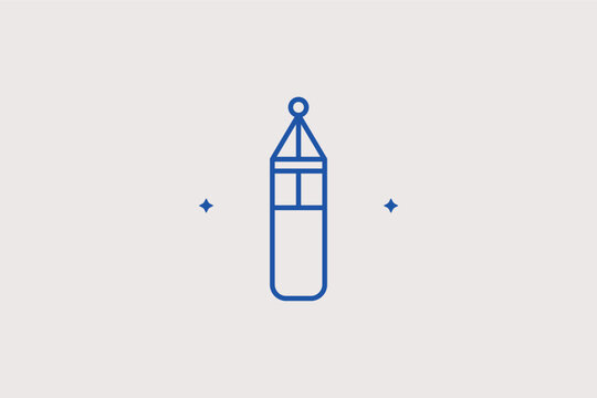 Heavy punching bag line icon for power striking and combat endurance practice. Durable vector illustration for martial arts school websites and sports equipment shop banners.