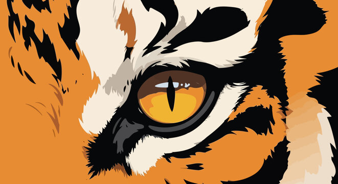 Close-up of a tiger's eye looking.