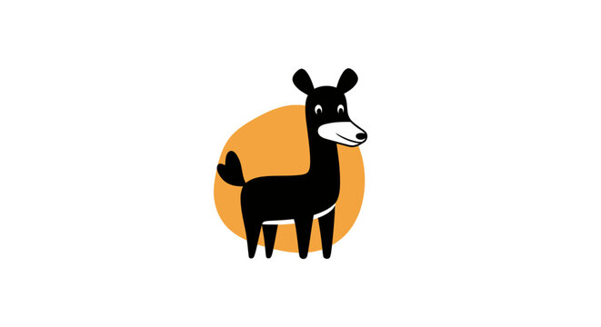 Black llama standing in profile view.