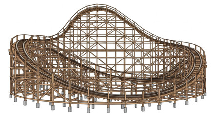 Classic Wooden Roller Coaster Structure Detail. © Mutmainah