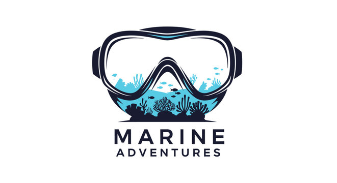 Diving goggles with blue water.
