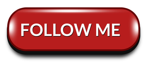 Fototapeta premium Red Follow Me Button with Glossy 3D UI Style