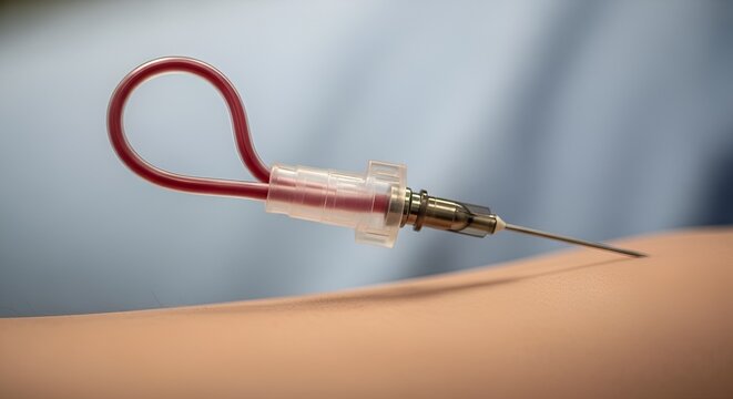 Blood Collection Needle Inserting Into Arm for Medical Test