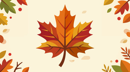 Fototapeta premium Colorful illustration of autumn maple leaves.