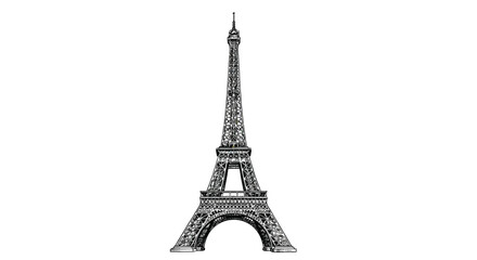 eiffel tower illustration with travel icons on white background