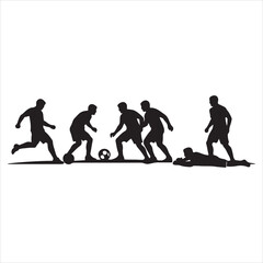 Obraz premium Dynamic soccer players in action with a fallen opponent during a game