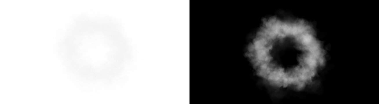 PNG image of A detailed white smoke ring effect that features soft hazy edges and a circular shape on transparent background
