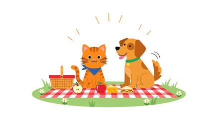 Friendly cat and dog sitting together. © pur
