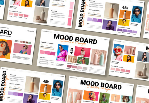 Modern Creative Mood Board Template Set with Branding and Color Palette Layout