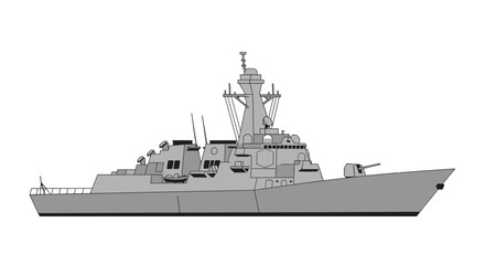 Modern naval warship destroyer vessel. © pur