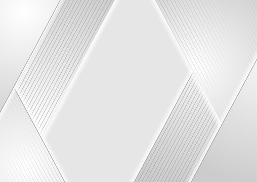 Abstract white and grey geometric background with diagonal lines and soft shadows. Concept minimal vector design for corporate and tech presentations