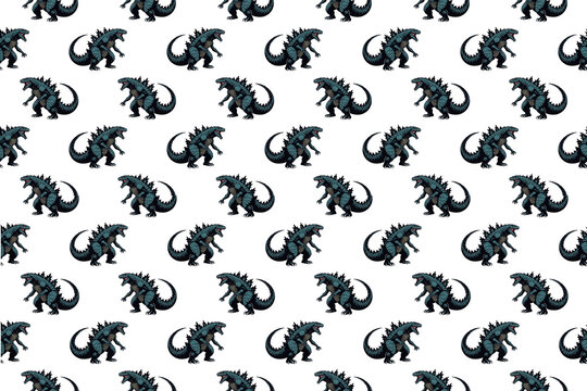 seamless pattern with godzilla
