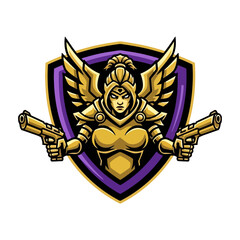 Obraz premium Female Warrior Angel Holding Guns