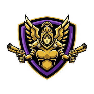 Female Warrior Angel Holding Guns