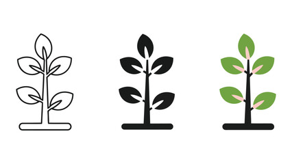 Obraz premium Sprout Plant Icons: Outline, Silhouette, and Color Vector Illustrations