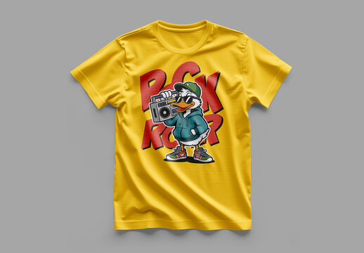 Cool Duck Rock Music Tshirt Design Streetwear Cartoon Graphic