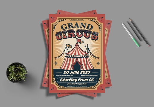 Grand Circus Event Flyer Template Vintage Style