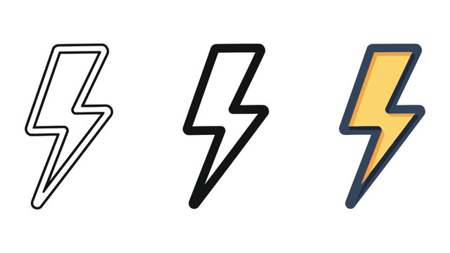 three progressive lightning bolts speed energy concept flat design vector illustration