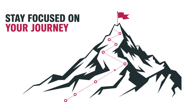 Mountain infographic step success, business challenges illustrated as ascending peaks, conquering obstacles through strategic growth stages