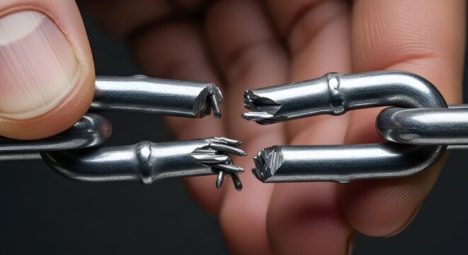 snapping a metal link.