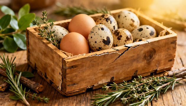 Fresh Brown Eggs with Basil and Parsley
