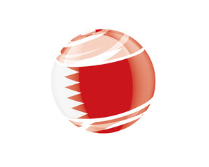 Fototapeta premium Illustration of globe wrapped in Bahraini flag patterns with subtle shadowing